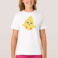 Cute, fun and adorable design with yellow chicken. Modern and trendy gift, perfect for the chicken lover in your life. Baby Chicken, Chicken Little, Cute Chicken, Chicken Chick, Chicken Print, Baby Chickens, White Short Sleeve Tops, Cute Chickens, Chicken Lovers