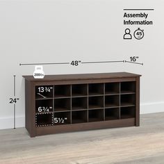 the measurements for a bookcase are shown in front of a white wall and floor