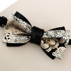 Champagne Tie, Paisley Wedding, Bow Tie For Men, Gold Bow Tie, Wedding Bow Tie, Leather Bow Tie, Groomsmen Bowtie, Lapel Flower