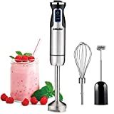 an electric blender with strawberries in it and the words mueller written on it