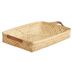 an empty basket with handles on a white background