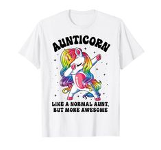 PRICES MAY VARY. Dabbing Unicorn Aunticorn Like A Normal Aunt But More Awesome Clothing Gifts Cute graphic apparel showing trendy dab dance pose and rainbow for unicorn squad or unicorn lovers who love mythical and magical fantasy creatures costume party Great clothes for men, women, girls, aunts or aunties to wear. Perfect gift idea for birthday, Christmas or Mother's Day for unicorn queen, hip hop dancer, choreographer or dance instructor who loves dancing. Lightweight, Classic fit, Double-nee Dance Pose, Dabbing Unicorn, Hip Hop Dancer, Dance Instructor, Unicorn Tshirt, Clothing Gifts, Unicorn Lover, Clothes For Men, Graphic Apparel