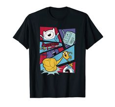 a black t - shirt with cartoon characters on it