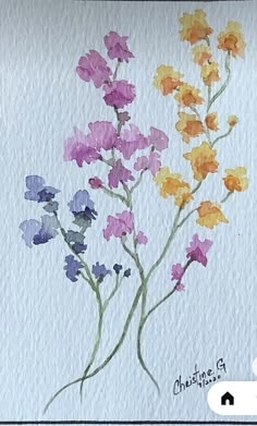 watercolor painting of flowers on white paper