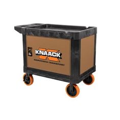 a black and brown box on wheels with the words knack printed on it's side