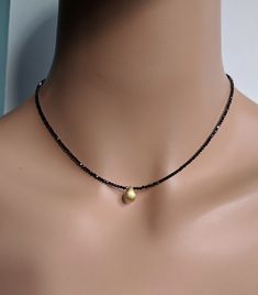 "Black Onyx and 24 K Gold Filled Sterling Silver Brushed Teardrop Necklace, Faceted Onyx Vermeil Statement Necklace, Minimalist Jewelry. The necklace drapes beautifully around the neck and secures with a hook clasp.  Total length: approx 15'' to 17\". * Processing time is 3 - 5 days.  * US orders are shipped first class mail. * International orders are shipped first class international. * Shipping upgrades are available at checkout. Thank you for visiting my listing!" Beach Wedding Necklace, Applying Perfume, December Birthstone Necklace, Gemstone Bar Necklace, Necklace Minimalist Jewelry, Black Onyx Necklace, Mother Of Pearl Earrings, Onyx Jewelry, Black Bead Necklace