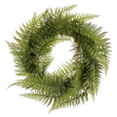 a green fern wreath on a white background