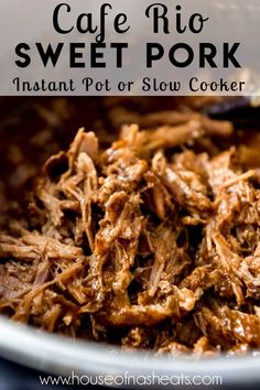 the instant pot for slow cooker pulled pork is ready to be cooked and served