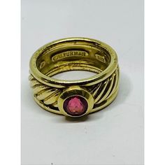 David Yurman 14k Yellow Gold & Pink Tourmaline Wide Band Ring Hallmarks D Yurman 585 Measurements: Size: 6 Width: Approx. 9 Mm 10.5 Grams David Yurman Jewelry, Wide Band Rings, David Yurman, Wide Bands, Pink Tourmaline, Womens Jewelry Rings, Tourmaline, Band Rings, Yellow Gold