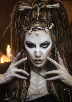 Voodoo Makeup, Voodoo Costume, Voodoo Halloween, Wasteland Warrior, Smink Inspiration, Pagan Witch, Viking Warrior