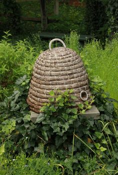 a large beehive sitting in the middle of a garden