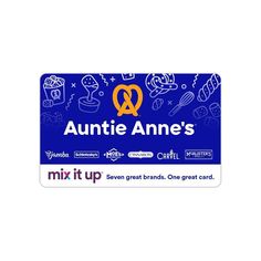 a blue and white business card with an image of the logo for annie's