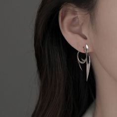 These Grunge Aesthetic Earring are sure to make any outfit creative and completely unique! 💦 Size: Standart Edgy Silver Single Earring, Single Silver Edgy Earring, Silver Single Earring In Edgy Style, Single Silver Earring In Edgy Style, Edgy Pierced Hoop Earrings As Gift, Edgy Sterling Silver Dangle Earrings, Edgy Silver Drop Earrings, Edgy Sterling Silver Pierced Earrings, Edgy Sterling Silver Earrings