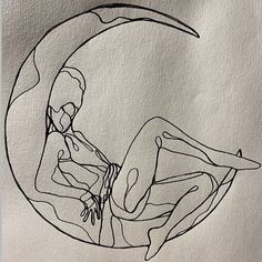 a drawing of a woman sitting on the moon