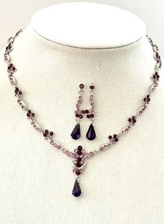 Purple Dark purple Crystal Bridal Necklace Set Bridal Jewelry set, Wedding Jewelry,,Rose Pink crystal set Bridal Earrings, Jet Crystal set Antique Purple Necklace For Wedding, Purple Crystal Jewelry Set For Party, Purple Crystal Jewelry Sets For Formal Occasions, Fantasy Style Purple Necklace For Gift, Elegant Purple Necklace With Matching Earrings, Dark Purple Jewelry Set, Purple Crystal Jewelry Sets For Wedding, Purple Rhinestone Necklace For Wedding, Dark Purple Accessories