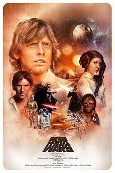 the poster for star wars is shown with characters from all over the world in it