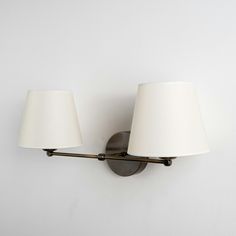 two lamps mounted on the wall next to each other