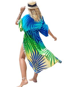 PRICES MAY VARY. The bathing suit cover-up is unique and flowy.Flattering whether you're curvy or petite.Length: 54.3" Shoulder :27.9" Sleeve Length: 10.6" A simple beach cardigan with colorful pattern design create a sexy flattering touch of elegance The long summer coverup drapes well-the material is soft and not at all stiff.The variety of colors and patterns gives each quite a different look Used it as a robe,a cover-up for beach suit or just working from and throwing on over workout bra and Tropical Multicolor Beach Dress Cover-up, Blue Flowy Cover-up For Beach Season, Flowy V-neck Swimwear For Beach Cover-up, Flowy V-neck Swimwear For Vacation, Flowy Multicolor Beachwear Cover-up, Beach Party Tropical Print Cover-up, Beachy Open Front Swimwear Cover-up, Summer Pool Cover-up With Open Front, Spring Multicolor Swimwear For Beach Cover-up