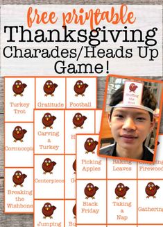 a thanksgiving themed game with the words, free printable thanksgiving giving charadess / heads up game