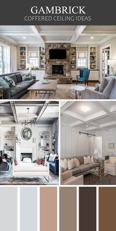 the color scheme for this living room is gray and white, with neutrals in it