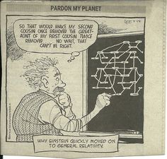 an old comic strip with a man writing on a blackboard