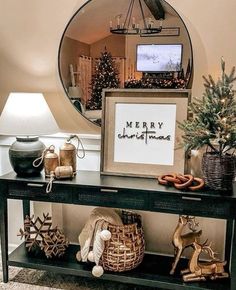 Decoration For Entry Table, L Shape Wall Decor, 3 Tier Table Decor, Home Office Hygge, Foyer Table Decor Christmas, Decorated Entry Table, Modern Farmhouse Living Room Decor Ideas Country, Entryway Table Decor With Lamp, Christmas Decor Ideas Sideboard