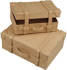 two cardboard boxes stacked on top of each other with one open and the other closed