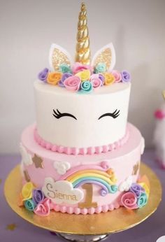 there is a cake that has a unicorn on it