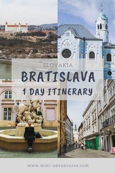 a collage of photos with the words braitslava 1 day itinerary