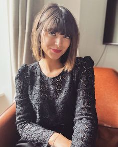 Bob With Straight Across Bangs, Cubby Face With Bangs, Cute Bob With Fringe, Short Hair And Bangs Straight, Bob Hairstyles With Bangs Asian, Short Bob Hairstyles Fringe, Short Brunette Hair With Fringe, Chocolate Brown Bob Haircut With Bangs, Short Bob With Bangs Balayage