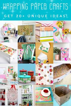 paper crafts with the words wrapping paper crafts get 20 unique ideas on top and below