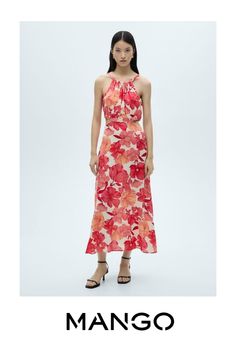 Light fabric, Flared design, Long design, Floral print, Halter neck, Sleeveless, Tie closure at the back, Back zip fastening Red Mango, Sharing Is Caring, Flower Dresses, Design Floral, Halter Neck, Floral Dress, Light Fabric, Mango, Floral Prints