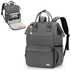 PRICES MAY VARY. 【Well-Protected】: With a special 15.6-inch laptop storage layer with soft pad, and the padded interior all around keeps the nurse backpack upright, provides premium physical protection for your computer and other bag contents. 【Internal Space】: The main compartment of the nurse bag has enough space to accommodate A4 folders, disinfectants, hand sanitizers, medical bandages. Multiple inner pockets are suitable for for masks, cotton swabs, stethoscopes and other medical supplies. Gray Rectangular Backpack With Anti-theft Pocket, Nurse Backpack, Backpack For Work, Home Health Nurse, Nurse Bag, Stethoscopes, Laptop Storage, Hand Sanitizers