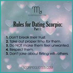 the rules for dating scorpio