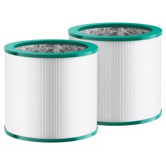 two air filters are shown side by side, one is green and the other is white