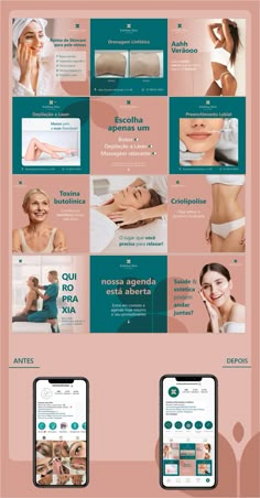 an image of the website for skin care and beauty products, with multiple screens on each side