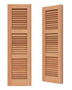 two open wooden shutters on a white background