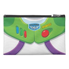 a green and purple toy story accessory bag