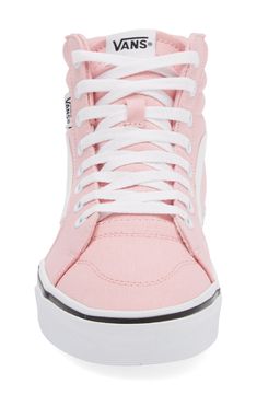 Keep old-school vibes flowing strong in this high-top sneaker that's topped with duarble canvas in a bright-pink hue. Textile upper/synthetic lining and sole Imported Coral Blush, Pink Vans, School Vibes, High Top Sneaker, Vans Shop, Vans Sneakers, Sneaker Collection, Sportswear Women, Womens Vans