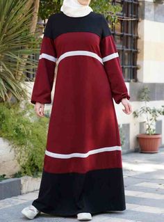 Colorblock Sporty Dress Burqa Design, Burqa Designs, Frock Designs, Abaya Kimono, Abaya Style, Outfits Modest, Sporty Dress, Hijab Outfits, Frock Design