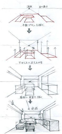 three drawings showing different angles and lines