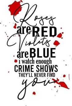 the words are written in black and red ink on a white background with blood splatters