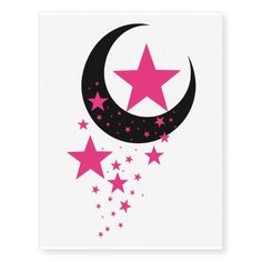 pink stars and crescent on white background