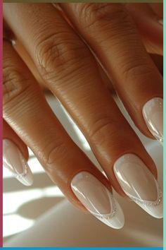 Diy Bridal Nails, Bach Nails Bride, Bride French Nails, French Nails For Wedding, French Manicure With Sparkle, Bridal French Nails, Wedding French Nails, Bride Nails Wedding Elegant, French Tip Bridal Nails