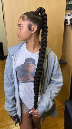 Ponytail Black Hair, Braided Ponytail Black Hair, Ponytail Hairstyles Braid, Curling Mousse, Ponytail Braid, Black Ponytail, High Ponytail Hairstyles