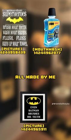 an advertisement with batman logos on it and the words, all made by me written below