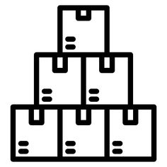 boxes stacked on top of each other in a line drawing style, black and white