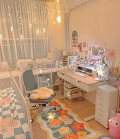 a child's bedroom is decorated in pastel colors