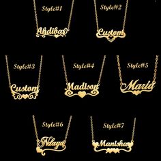 Buy 10K Solid Gold Customized Name Necklace Jewelry Personalized online on Etsy India. Shop for handmade, vintage and unique Monogram & Name Necklaces items from EmpireJewelryDesign online on Etsy Necklace Name Design, Customized Name Necklace, Custom Gold Jewelry, Nameplate Necklace Gold, Latina Jewelry, Name Necklaces, Mexican Jewelry, Gold Name Necklace