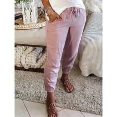 Low Waist Pants, Elastic Waist Leggings, Work Pants Women, Slacks For Women, Pink Pants, Fashion Colours, Outfits Casuales, Clothes And Shoes